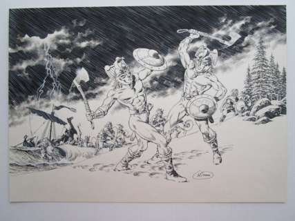 Mitton, Jean-Yves | Mitton - Originele illustratie in inkt - De Barbaren | Catawiki