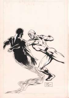 Rik Levins | Costumed Hero Vs. Shadow Villain - 1984 Signed | Anthony’s Comic Book Art