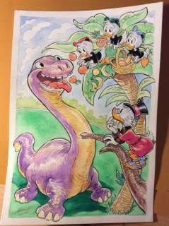 Alessandro Gottardo | Donald Duck - â€œIl dinosauro ama la fruttaâ€ - Page volante - Exemplaire unique - (2020/2020) | Catawiki