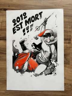 Michetz, Marc | Michetz, Marc - Dessin original couleur - Carte de vÅ“ux 2012 - (2012) | Catawiki