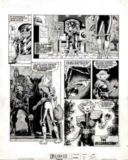 Brett Ewins - 2000 ad #417 p 5 (judge anderson & the 4 dark judges! ) large art -1985