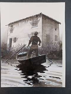 Aldo Di Gennaro | Aldo Di Gennaro - Illustrazione Originale "La Casa dalle Finestre che Ridono" - Firmata - Page volante - Exemplaire unique | Catawiki