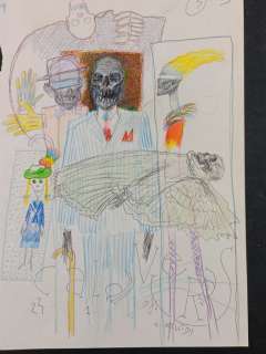 Enrique Breccia | Enrique Breccia - Illustrazione Originale "Calavera Paris" - Firmata - Page volante - Exemplaire unique | Catawiki