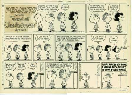 Schulz Charles M | Peanuts Encre de Chine pour la planche du dimanche 7 mars | Millon
