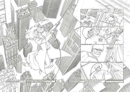 Andreas | Capricorne, New York, double planche originale à l’encre de chine pour cet album paru en 2011 au Lombard. | Septimus