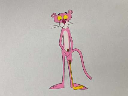 1970 | The Pink Panther - Original cel and drawing of The Pink Panther playing golf | Catawiki