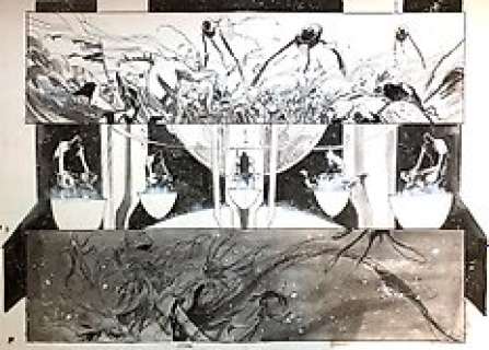 Filipe Andrade - Size: 56 x 43 cm. - Les Gardiens de la Galaxie #2, pages 14 & 15 - Filipe Andrade - Double Splash - Rocket and Groot - Exemplaire unique - (2016)