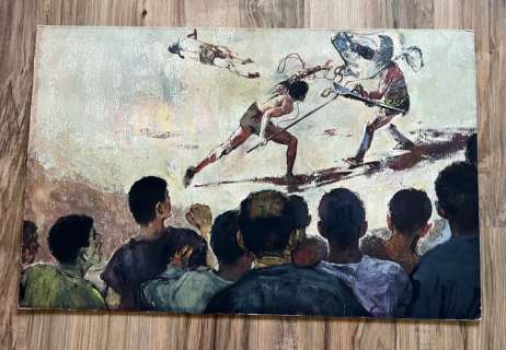 Follet, René | Follet, René - Peinture originale - La Chevalerie - Gladiateurs - (1966) | Catawiki