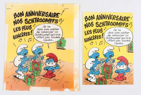 Peyo (Studios) | Les Schtroumpfs, bleu de coloriage Ã  la gouache a… | Millon