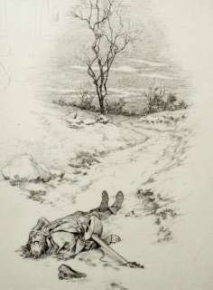 Herouard | Â«La Mort du PoèteÂ» Encre de Chine originale pour Â«Les Ballades | Tessier Sarrou