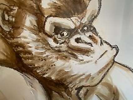 Frank Pé | Frank Pé - Peinture originale - Gorille dans la forêt - (2005) | Catawiki