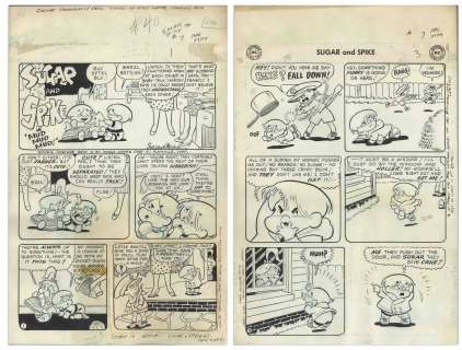 Sheldon Mayer Original Hand-Drawn ‘‘Sugar and Spike‘‘ Comic Book -- 18 Pages From the April-May 1957 Issue #7