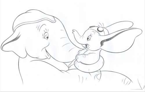 Jaume Esteve, Disney Artist | Baby Dumbo & Mom - Original Drawing - Jaume Esteve - Signed - Pencil Art | Catawiki