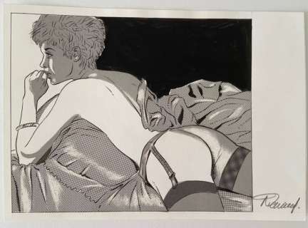 Renaud | Renaud - Dessin original - Ex-libris - Jessica Blandy T11 - Troubles au paradis - (1995) | Catawiki