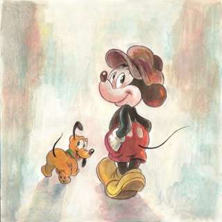 Tony Fernandez, Disney Artist | VIntage Mickey & Pluto Walk - Original Painting - Tony Fernandez Signed - Watercolor Art - Original Artwork - 48 x 32 cm | Catawiki