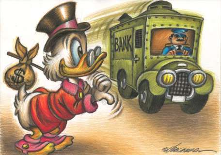 Joan Vizcarra | Uncle $crooge Hitchhiking! - Original Drawing - Joan Vizcarra - Pencil Art - Original Art | Catawiki