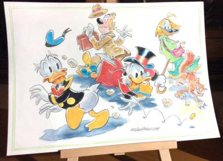 Alessandro Gottardo | Uncle Scrooge - â€œIl soldino prova a scappareâ€ - dipinto ad acquerello originale di Alessandro Gottardo - Page volante - Exemplaire unique - (2021) | Catawiki