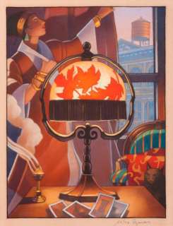 Miles Hyman - Sans Titre Pastel pour ce beau dessin d‘inspiration Art Déco.