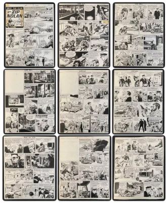 Lot 330 - ZIP NOLAN - 9 pages of black and white original comic book art from the British comic book LION / | Excalibur Auctions