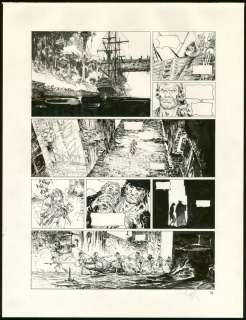 Mathieu Lauffray - Planche originale n°26 accompagnée de son bleu de mise en couleur. Rustine en case 4 - Guyanacapac - Long John Silver