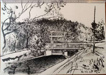 Baudoin, Edmond | Baudoin, Edmond - Dessin original - Les Chemins de l’eau en Provence n°20 - Canal de Marseille - (2011) | Catawiki