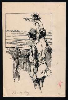 Piet Van Geldrop (1872-1939) | Piet (Petrus) van Geldrop (1872 -1939) - Oostindische inkt op dik papier - Originele illustratie voor een jongensboek - (1920/1925) | Catawiki