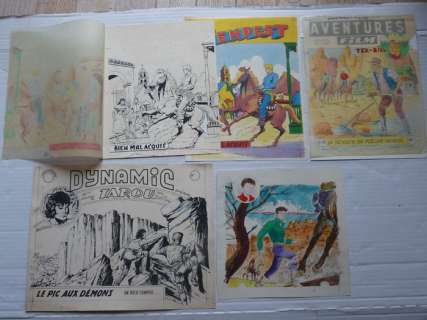 Dan, Bob / Giordan, Raoul / Melliès, Roger - Dan, Bob / Giordan, Raoul / Melliès, Roger - 2x Dessin original + 2x mise en couleur - Couverture - Tempest / Tarou - (années 1950)