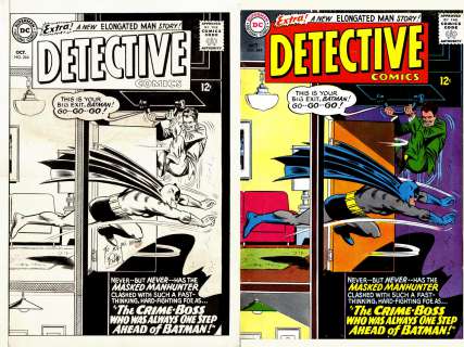 Carmine Infantino, Joe Giella - detective comics #344 cover (batman battles the evil johnny witts! ) large art -1965