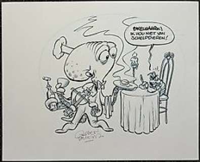 Valkema, Gerben - Valkema, Gerben - Originele tekening - Stripkookboek - BWEUAAARK! schelpdieren! - (2019)