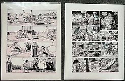 Martin Lodewijk, Berck | Agent 327, Lowietje - 2 originele inkleuringen met zwartfilm - pagina Agent 327 + pagina Lowietje - Exemplaire unique | Catawiki