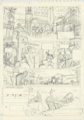 Cyril Pedrosa | Ring Circus, tome 3, Les Amants, crayonné de la planche 42 | Galerie 9ème Art