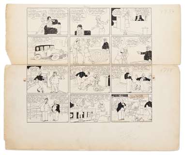 Chic Young Hand-Drawn ‘‘Blondie‘‘ Sunday Comic Strip From 1930 -- Rare Strip Featuring Blondie‘s Mother Only a Few Months After the Strip‘s Debut