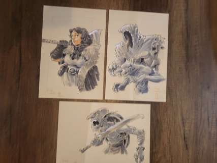 Demare, Nicolas - Demare, Nicolas - 3x dessin original - Les Nains