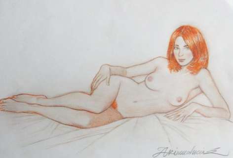 Arinouchkine, Andrei | Arinouchkine, Andrei - Dessin original couleur - Nu | Catawiki
