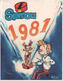 Nic | Spirou et Fantasio, bleu de coloriage sur carton a… | Millon