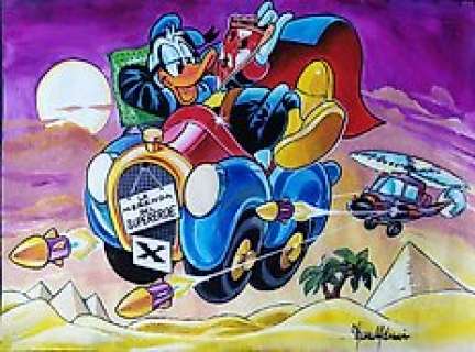 Lara Molinari | Lara Molinari - 75 x 50 cm Illustrazione originale Paperinik “La merenda del Supereroe” | Catawiki