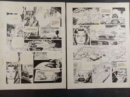 Angel Lito Fernandez | Angel Lito Fernandez - Coppia di tavole "Bull Rocket" - Page volante - Exemplaire unique | Catawiki