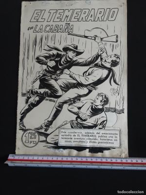 DIBUJO ORIGINAL PORTADA # EL TEMERARIO N°9 # MANUEL GAGO # ED. VALENCIANA, S.A. # OESTE