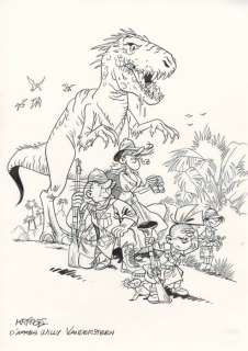 Krings, Jean-Marc | Krings, Jean-Marc - Dessin original + crayonné original - Hommage à Willy Vandersteen | Catawiki