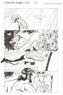 Greg Land, Jay Leisten - Uncanny X-Men #532 P.21 - Sebastian Shaw Vs. Emma Frost & Fantomex - 2011 Signed