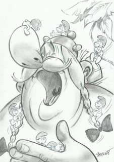 Bernat, Serrat | Bernat, Serrat - Original drawing - Tribute to Uderzo and Peyo | Catawiki