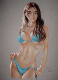 Sly | Sly - Original drawing in colour - Pin up art - Size: 31 x 42 cm. - (2023) | Catawiki