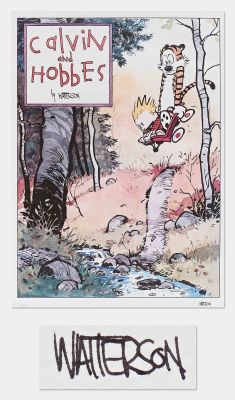 Bill Watterson Signed Limited Edition Lithograph of ’’Calvin and Hobbes’’ from 1992 -- Pristine Condition | Nate Sanders