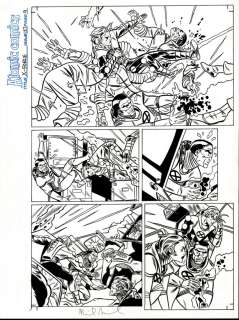 Mike Allred - x-force #127 p 9 (spectacular battle page with: u-go girl, orphan, anarchist, doop! ) 2002