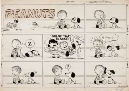 Charles Schulz Peanuts Sunday Comic Strip Original Art dated 4-3-55 (United Feature Syndicate, 1955). When Lucy - | Heritage