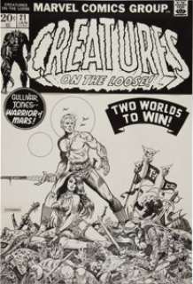 Jim Steranko Creatures On the Loose #21 Gullivar Jones, Warrior of Mars Cover Original Art (Marvel Comics, 1973). - | Heritage