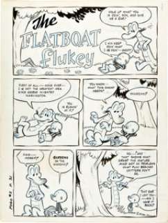 Walt Kelly Pogo Possum #5 Complete 12-Page Story "Flatboat Flukey" Original Art (Dell, 1951). -