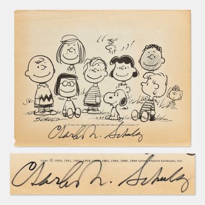 Charles Schulz Signed ’’Peanuts’’ Print -- Measures 11’’ x 8.5’’ | Nate Sanders