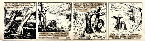Rex Maxon - tarzan daily strip 2324 (tarzan battling crocodile in every panel! ) 1947