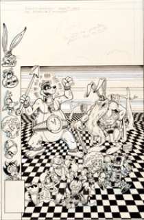 Scott Shaw! Captain Carrot and His Amazing Zoo Crew #8 Cover Original Art (DC, 1982). Funny animals aren‘t just -